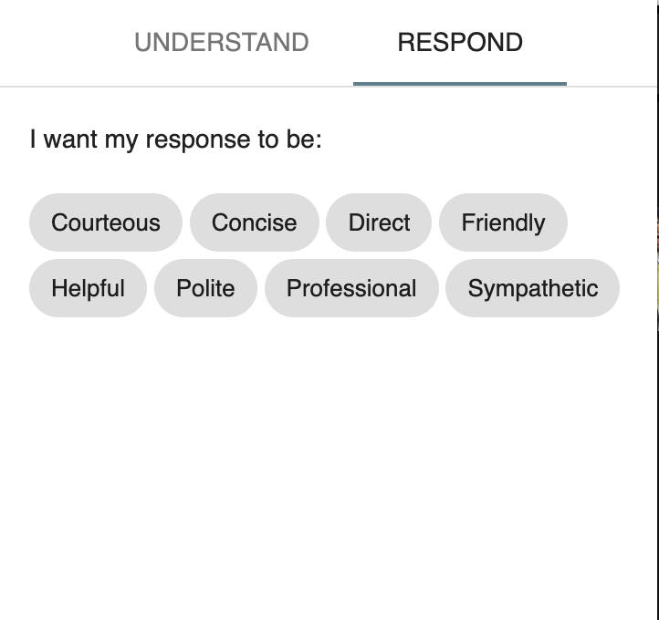 Our extension asks what type of reply you need before drafting one for you.